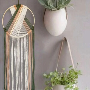 Boho Woven Beaded Wall Hanging — Neutral Macrame Wall Art